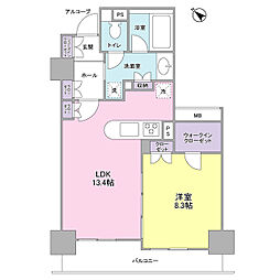 LaSante五反田 1LDKの間取図画像