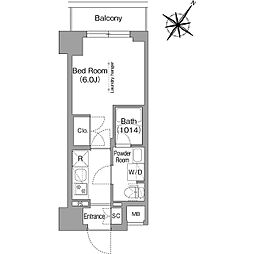 コンフォリア・リヴ横浜阪東橋 1Kの間取図画像
