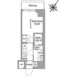 コンフォリア・リヴ横浜阪東橋 1Kの間取図画像