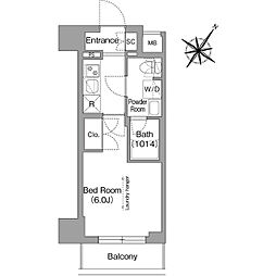 コンフォリア・リヴ横浜阪東橋 1Kの間取図画像