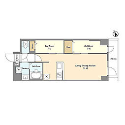 アルファコート曳舟2 2LDKの間取図画像