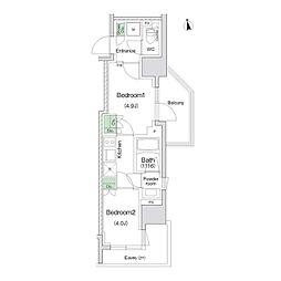 川崎市川崎区東田町マンション 2Kの間取図画像