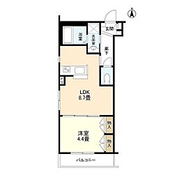 ウェルスクエアクガハラ 1LDKの間取図画像