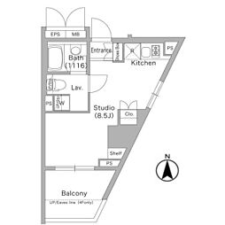 コンフォリア文京春日 ワンルームの間取図画像