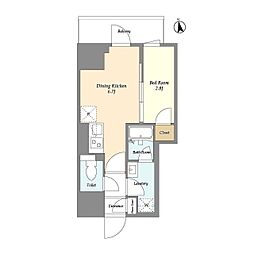 クラリティア上野稲荷町 1DKの間取図画像