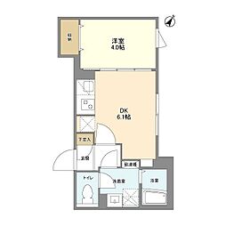 ウェルスクエア目黒 1DKの間取図画像