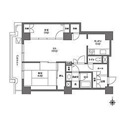 文京グリーンコートビュータワー本駒込B棟 1LDKの間取図画像