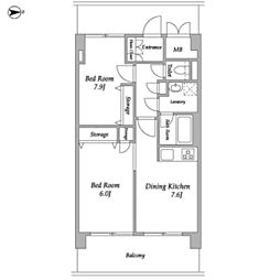 COMFORIA東品川 2DKの間取図画像