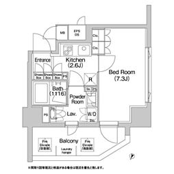 コンフォリア神楽坂DEUX 1Kの間取図画像