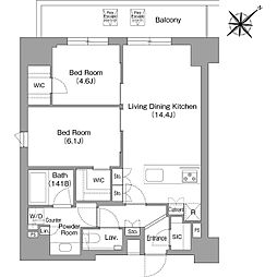TheglowMitaSoHoResidence 2LDKの間取図画像