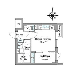 スタイリオフィット新丸子 1DKの間取図画像