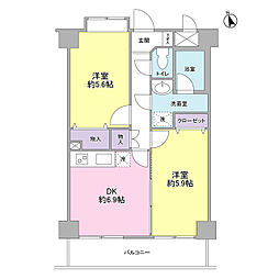 エクレール上池台 2DKの間取図画像