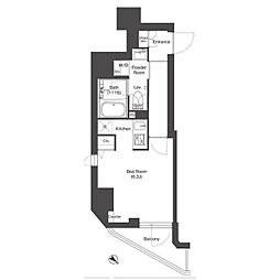 COMFORIA門前仲町SOUTH ワンルームの間取図画像