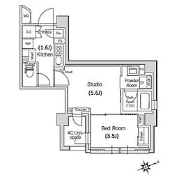 スタイリオ元住吉2 1DKの間取図画像