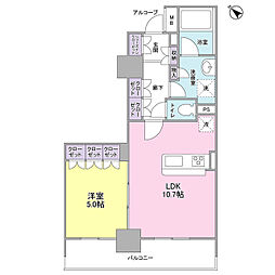 LaSante五反田 1LDKの間取図画像