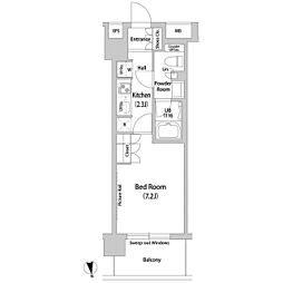 WorldResidence大手町 1Kの間取図画像