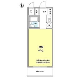 ウッドクレスト砧 ワンルームの間取図画像