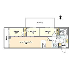 ASYLCOURT練馬中村橋 3LDKの間取図画像