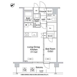 エミネンス高輪台 1LDKの間取図画像