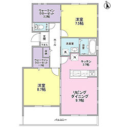 CASCADE等々力 2LDKの間取図画像