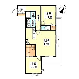 HERITAGEYAKUMO 2LDKの間取図画像