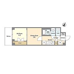 MJレジデンス横濱生麦 1DKの間取図画像