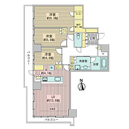 ザ・パークハウス神戸ハーバーランドタワー 3LDKの間取図画像