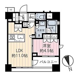アデニウム東京八丁堀 1LDKの間取り