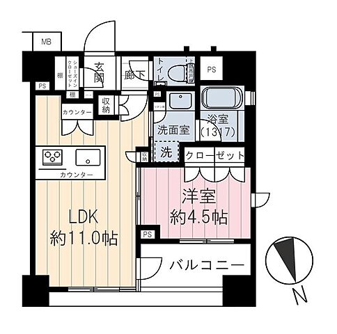 間取り アデニウム東京八丁堀 4階/-