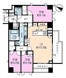 千代田区六番町マンション 3LDKの間取図画像