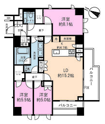千代田区六番町マンション 3LDKの間取図画像