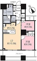 ザ・パークハウス西新宿タワー60 2LDKの間取図画像