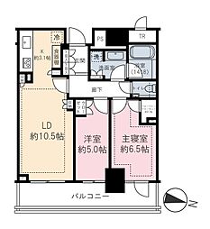 パークタワー西新宿 2LDKの間取図画像