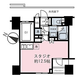 プレミスト渋谷宮益坂 ワンルームの間取図画像