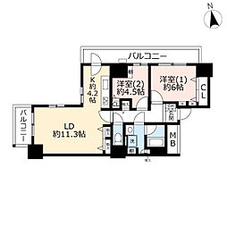 イーストコア曳舟二番館 2LDKの間取図画像