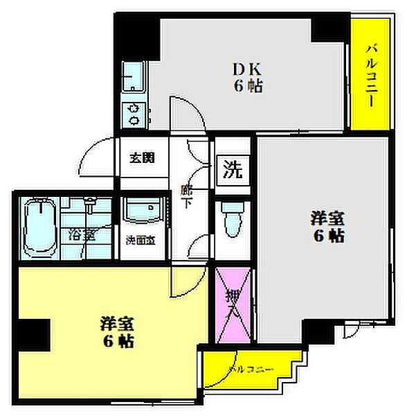 花小金井第一ビル ｜東京都小平市花小金井1丁目(賃貸マンション2DK・5階・44.00㎡)の写真 その2