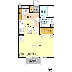 エピナール・ラフィネ 1階ワンルームの間取り