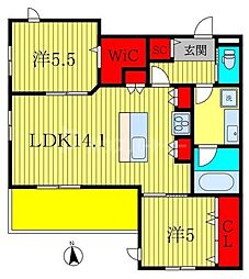プランドール南流山 2LDKの間取図画像