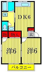 ヒルズメゾン南流山 2DKの間取図画像