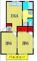 ヒルズメゾン南流山 2DKの間取図画像
