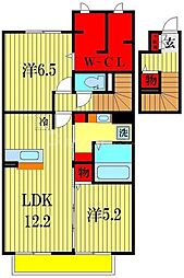 ボンヌ・シャンス 2LDKの間取図画像