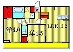 フォレストオオタカ1 2LDKの間取図画像