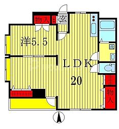 フォンテーヌ市川 2LDKの間取図画像