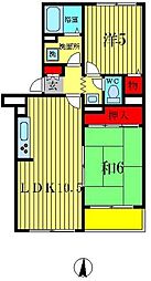 カーサ南流山 2LDKの間取図画像