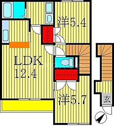 サンモール 2LDKの間取図画像