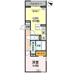 八潮市大字垳アパート 1LDKの間取図画像