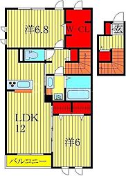 プラティーク1 2LDKの間取図画像