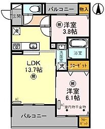 K-APARTMENT 2LDKの間取図画像
