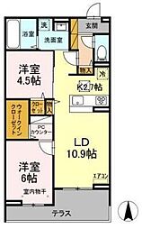 ラフォーレ弍番館 2LDKの間取図画像