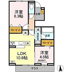 リッシュセゾン E 2LDKの間取図画像